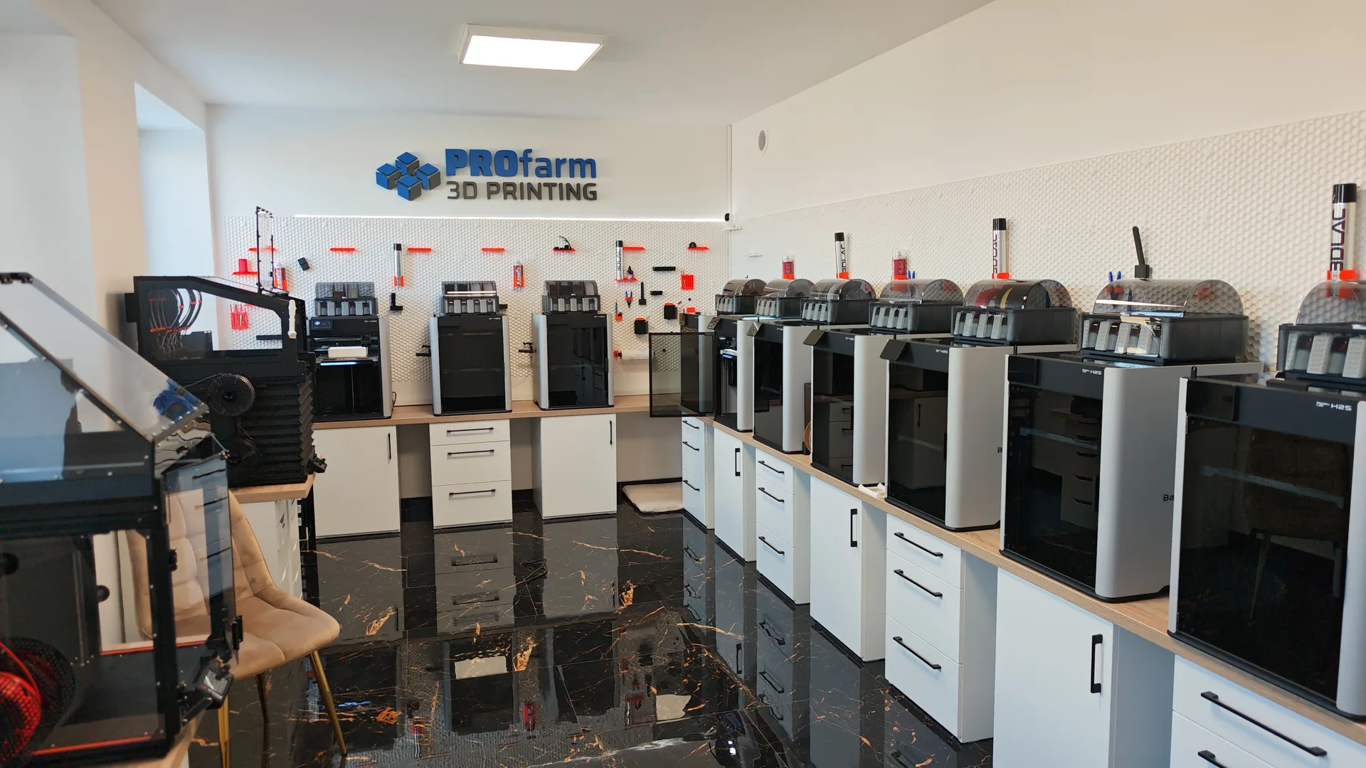 The print farm in operation