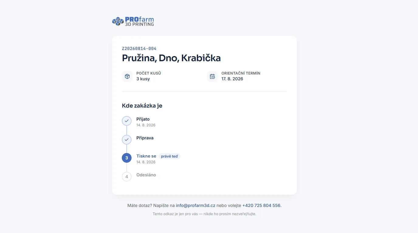 Order tracking link