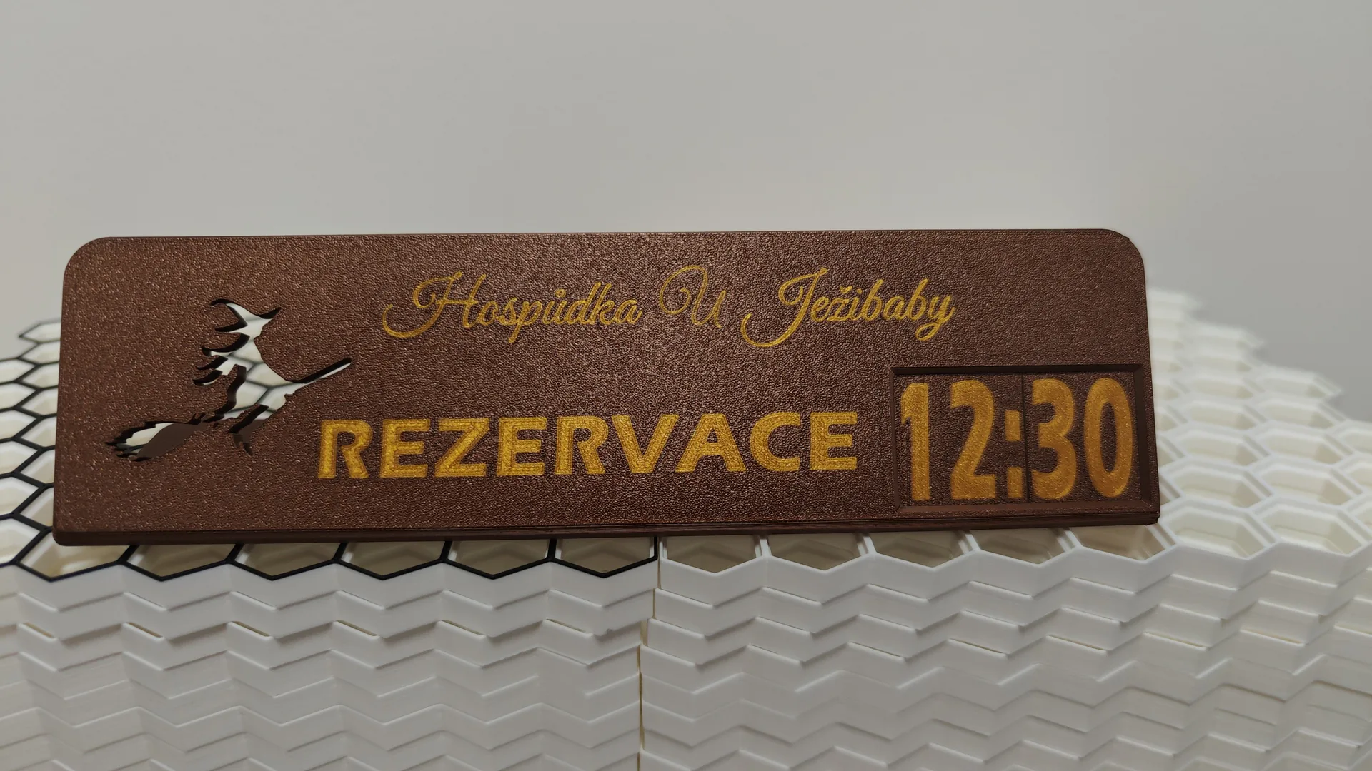 The final product — a reservation sign